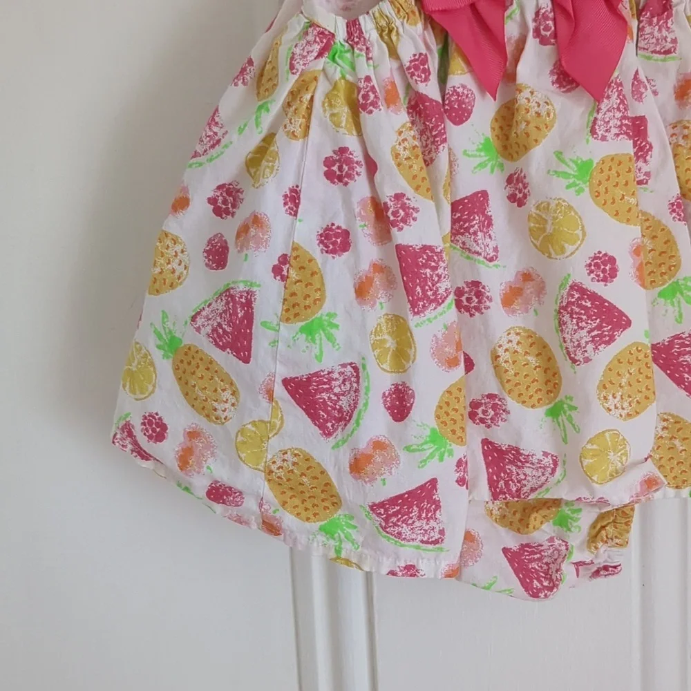 3-6M Jillian's Closet Fruit Snap Bottom Ruffle Dress Bubble One Piece Baby